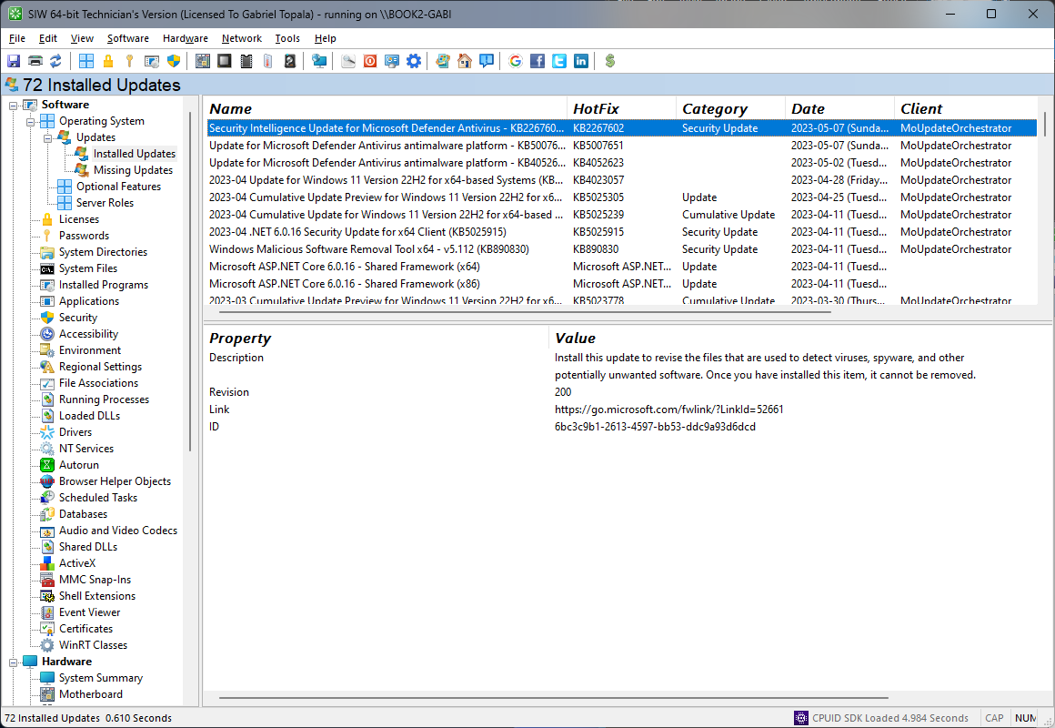 SIW | Display Information about Software Updates (Installed and Missing)