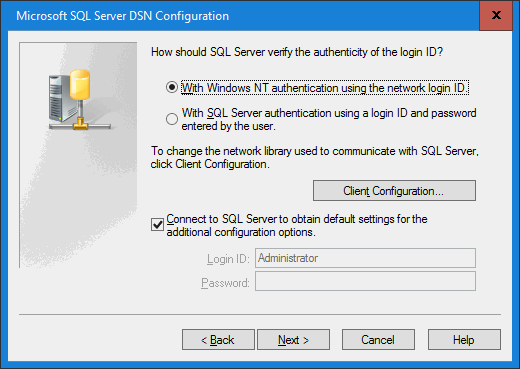 Microsoft SQL Server ODBC configuration