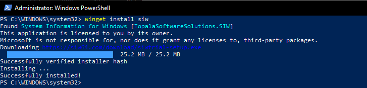 How to install SIW using  Windows Package Manager